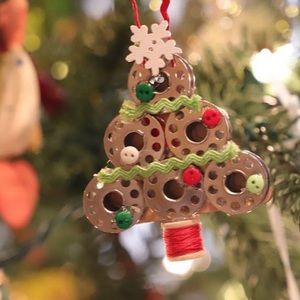 Handmade Christmas Tree Sewing Bobbin Ornaments